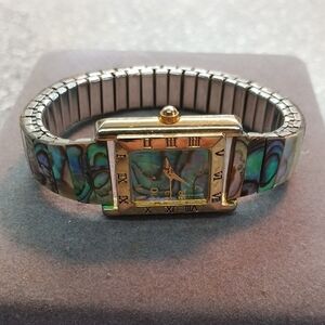 Gold and Silver Women's Watch with Abalone Design